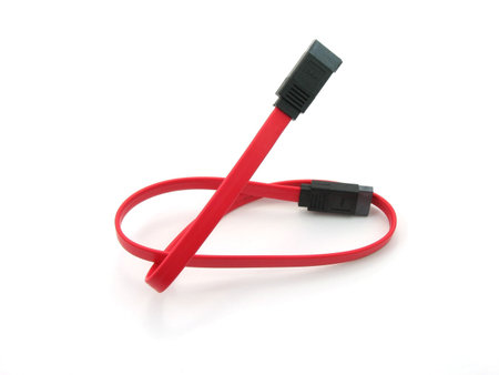 Serial ATA cable in isolated whiteの写真素材