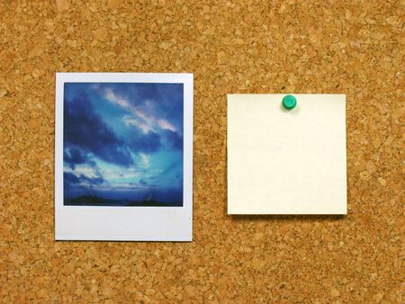  photo andamp,amp, post-it on corkboardの写真素材