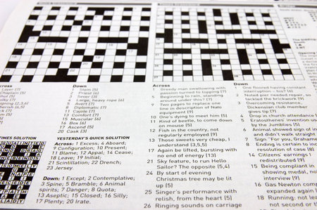 Close up of a crossword puzzleの写真素材
