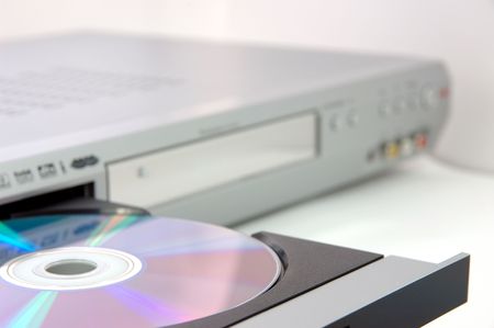 Dvd recorder focus on the dvd discの写真素材