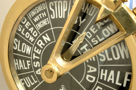 Close up of a ship engine telegraph