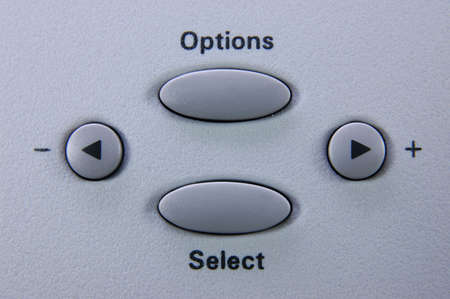 Close up of options and select buttonsの写真素材