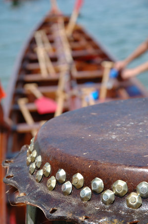 Details of drum on dargon boat with shallow DOFの写真素材