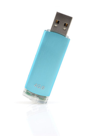 Usb flash drive with reflection in isolated white background