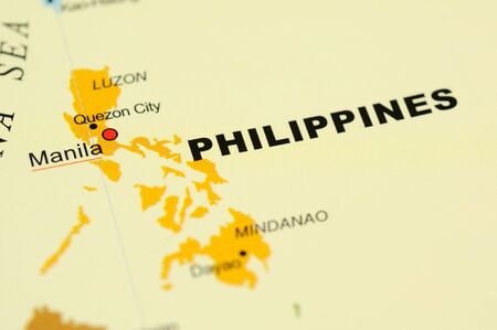 Close up of Manila, Philippines on mapの写真素材