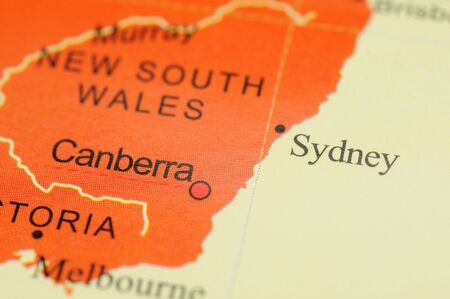 Close up of Sydney, Austrila on mapの写真素材
