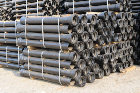 Stack of industrial metal pipes 