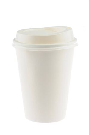 Disposable coffee cup in isolated white backgroundの写真素材