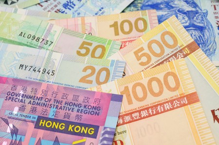 Close up of Hong Kong dollar bank notesの写真素材
