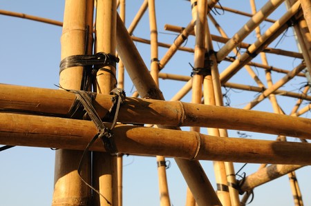 Construction of Bamboo Scaffolds, which is used frequently in asiaの写真素材