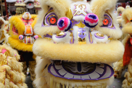 Close up of a chinese dancing lion headの写真素材
