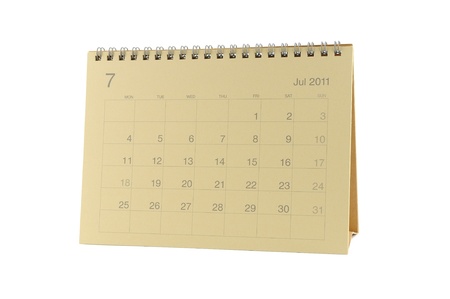 Desktop calendar July 2011 in isolated white backgroundの写真素材