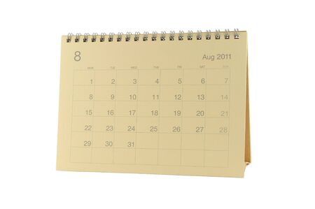 Desktop calendar August  2011 in isolated white backgroundの写真素材