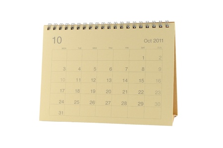 Desktop calendar October 2011 in isolated white backgroundの写真素材