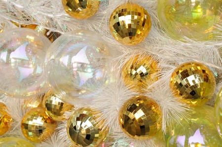 Close up of christmas ornaments on treeの写真素材