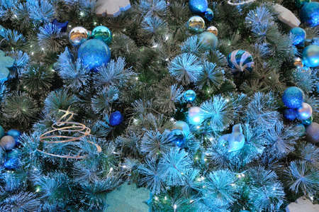 Close up of christmas ornaments on treeの写真素材