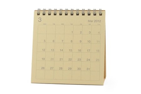 Desktop calendar March 2012 in isolated white backgroundの写真素材