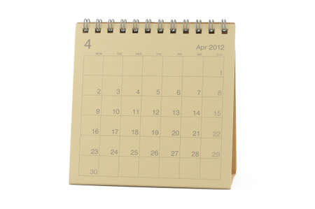 Desktop calendar April 2012 in isolated white backgroundの写真素材