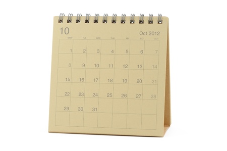 Desktop calendar October 2012 in isolated white backgroundの写真素材