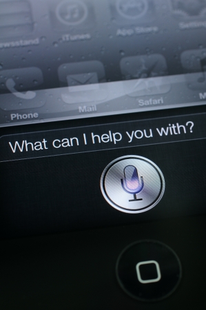 Close up of Siri on iphone 4sのeditorial素材