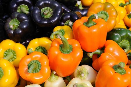 Assorted color of bell peppers backgroundの写真素材