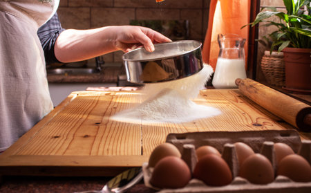 woman making homemade white bread in a kitchen
