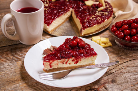 image of homemade white chocolate cake with cherry