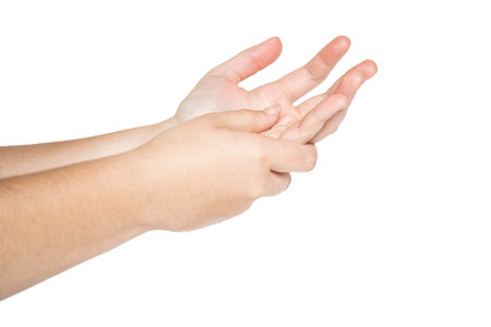 Isolated woman hands. Woman cleaning hands. Hygiene.