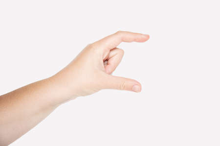 Isolated woman hand on white background. Gestures.の写真素材