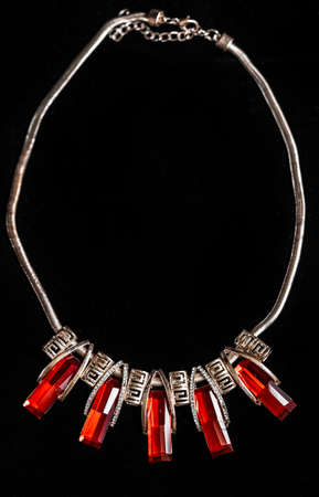 image of beautiful red necklaceの写真素材