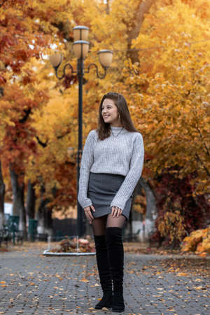 Beautiful young girl enjoying the nature. Gorgeous girl in the nature.の写真素材