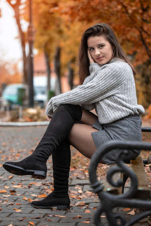 Beautiful young girl enjoying the nature. Gorgeous girl in the nature.の写真素材