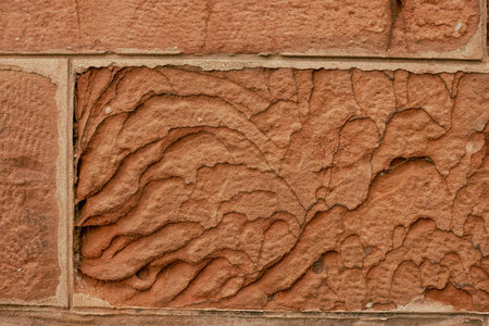 Red stone background  for graphic designs or wallpaper. Interesting texture.の写真素材