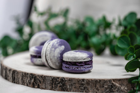 Ombre macarons. Unique and colorful macarons on a bright background.の写真素材