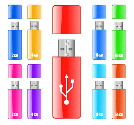 Colored USB flash driveのイラスト素材