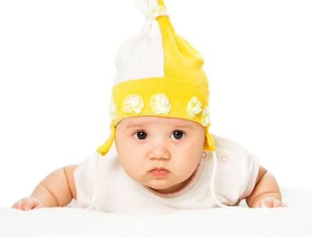  Portrait of three months old baby girlの写真素材