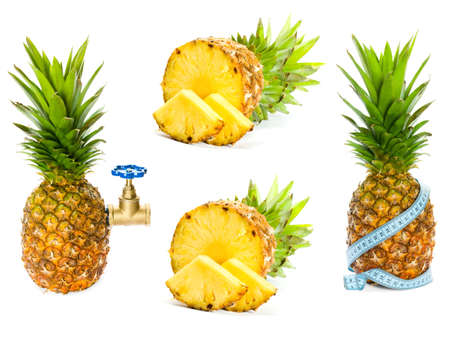 pineapple on white background の写真素材