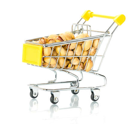 Pistachios in the shopping cartの写真素材