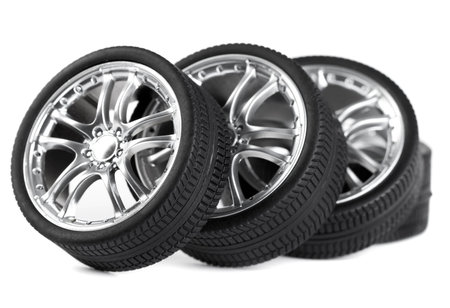 Car wheels on white background. の写真素材