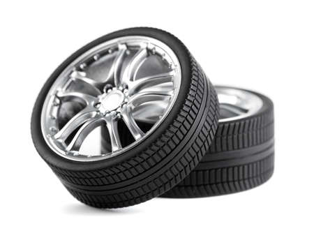 Car wheels on white background. の写真素材