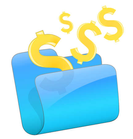 Gold dollar in file folder.のイラスト素材