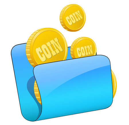 Gold coin in file folder.のイラスト素材