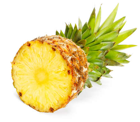 Fresh pineapple on white background の写真素材