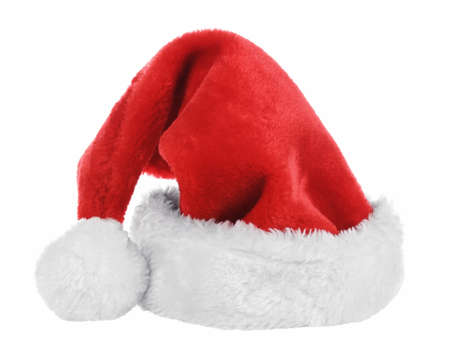 Santa Claus red hat isolated on white  の写真素材
