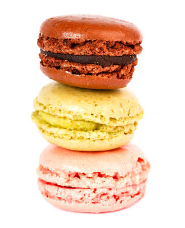 Color macarons isolated on white backgroundの写真素材