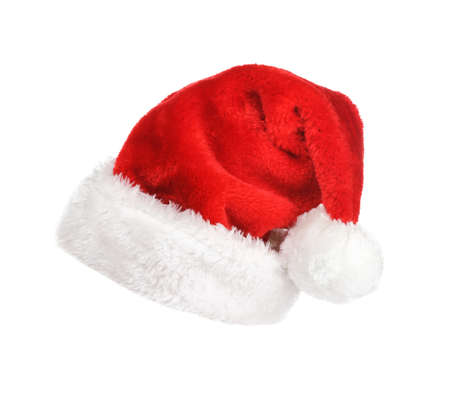 Santa Claus red hat isolated on white backgroundの写真素材