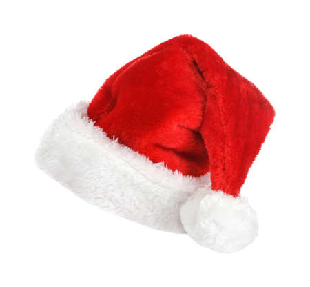 Santa Claus red hat isolated on white backgroundの写真素材