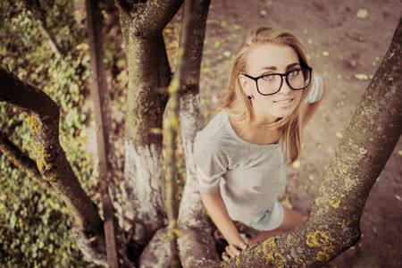 Girl in the park. autumn timeの写真素材