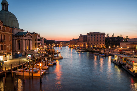 Grand Canal in sunset time, Venice, Italyの写真素材