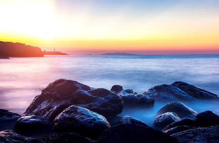 Landscape photo of sunset time at the seaの写真素材